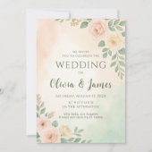 Modern groen bruiloftsontwerp met foto en hart kaart (Voorkant)