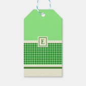 Modern groen check monogram cadeaulabel (Voorkant)