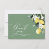 Modern groen citroen bloemenbruiloft bedankkaart (Voorkant)