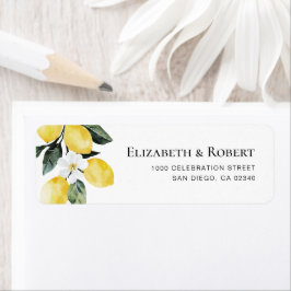 Modern groen citroen bloemenbruiloft etiket