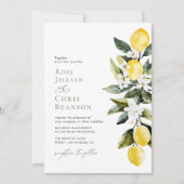 Modern groen citroen bloemenbruiloft kaart (Voorkant)