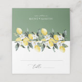 Modern groen citroen bloemenbruiloft plaatskaartje (Buitenkant ongevouwen)
