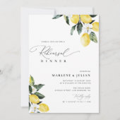 Modern groen citroen bloemenrepetitie diner kaart (Voorkant)