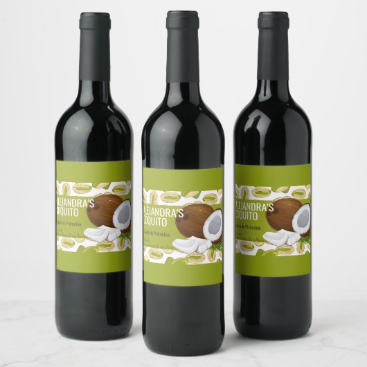 Modern Groen Coquito de Pistachio Fles Label Wijn Etiket (Flessen)
