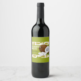 Modern Groen Coquito de Pistachio Fles Label Wijn Etiket