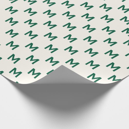Modern Groen custom monogram patroon elegant Cadeaupapier (Hoek)