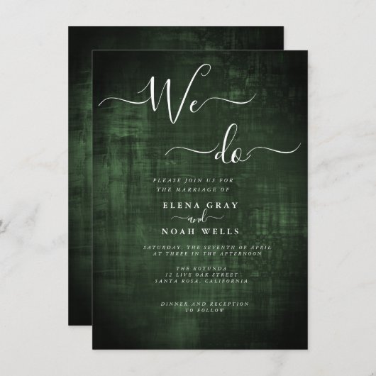 Modern groen doen we bruiloft kaart (Voorkant / Achterkant)