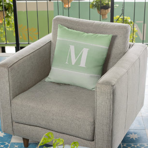 Modern Groen Eenvoudig Aangepast Monogram Kussen