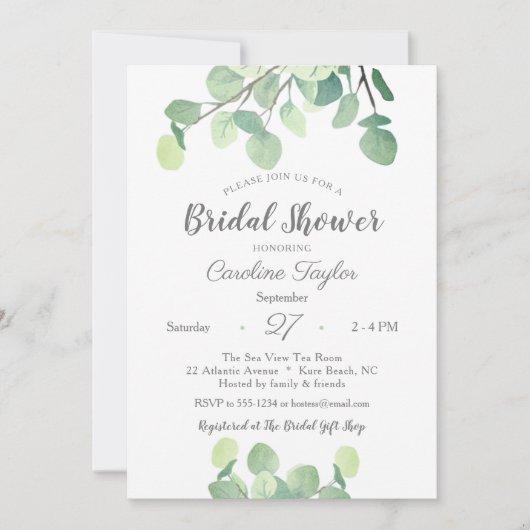 Modern groen Eenvoudig eucalyptus Vrijgezellenfees Kaart (Voorkant)