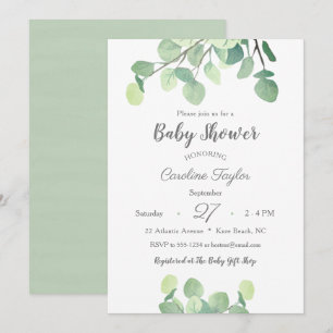 Modern groen Eenvoudig genderneutraal Baby shower Kaart