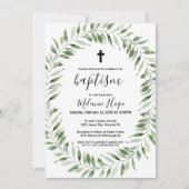 Modern groen Eenvoudige kruis doop Kaart (Voorkant)