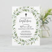 Modern groen Eenvoudige kruis doop Kaart (Staand voorkant)