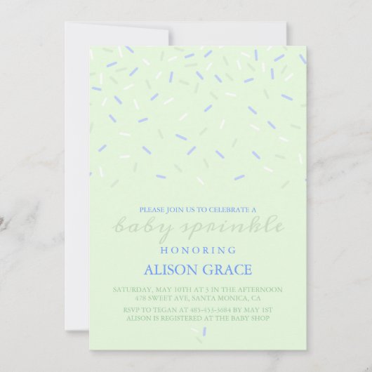 Modern groen en blauw Baby Sprinkle Invitation Kaart (Voorkant)