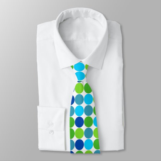 Modern groen en blauw polka dot patroon stropdas (Gebonden)
