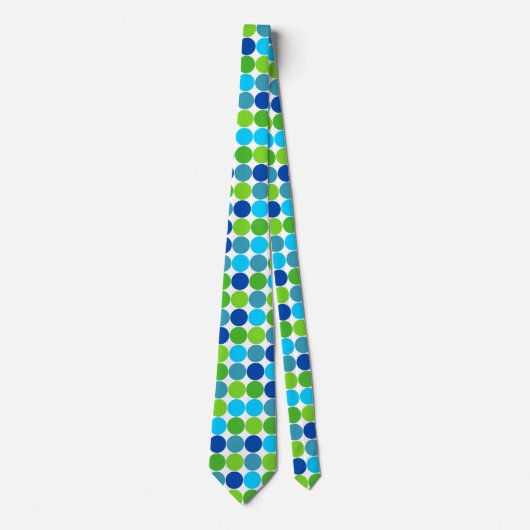 Modern groen en blauw polka dot patroon stropdas (Voorkant)