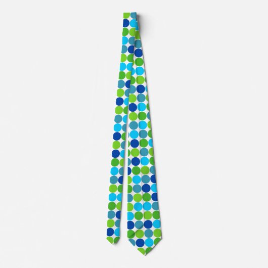Modern groen en blauw polka dot patroon stropdas (Achterkant)