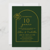 Modern groen en goud 10e bruiloft Jubileum Kaart (Voorkant)