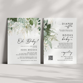 Modern groen en goud alles in één Baby shower Kaart