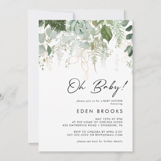 Modern groen en goud alles in één Baby shower Kaart (Voorkant)