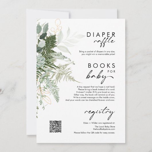 Modern groen en goud alles in één Baby shower Kaart (Achterkant)