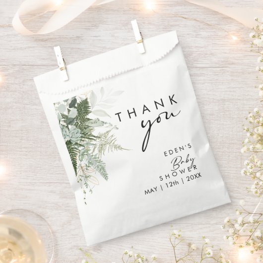 Modern groen en goud Baby shower dank u Bedankzakje (Geknipt)