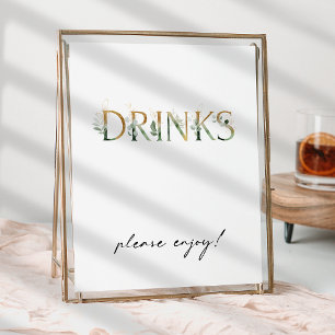 Modern groen en goud Baby shower Drinken Teken Poster