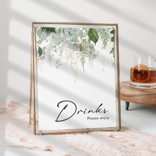 Modern groen en goud Baby shower Drinken Teken Poster