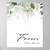 Modern groen en goud Baby shower gunsten teken Poster (Voorkant)