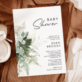 Modern groen en goud Baby shower Kaart