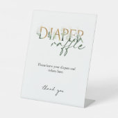 Modern groen en goud Baby shower Luier Raffle Reclamebord Met Voetstuk (Voorkant)