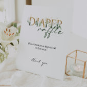 Modern groen en goud Baby shower Luier Raffle Reclamebord Met Voetstuk