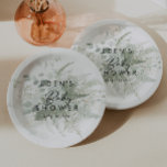 Modern groen en goud Baby shower Papieren Bordje<br><div class="desc">Introductie van onze betoverende moderne groene en gouden baby showers papieren borden, met delicate gouden accenten te midden van het weelderige gebladerte van salie eucalyptusbladeren en varenmotieven. Het minimalistische ontwerp, doordrenkt met botanische elementen, roept een gevoel van bohemien allure op, waardoor een betoverende sfeer wordt gecreëerd. Duik in de serene...</div>