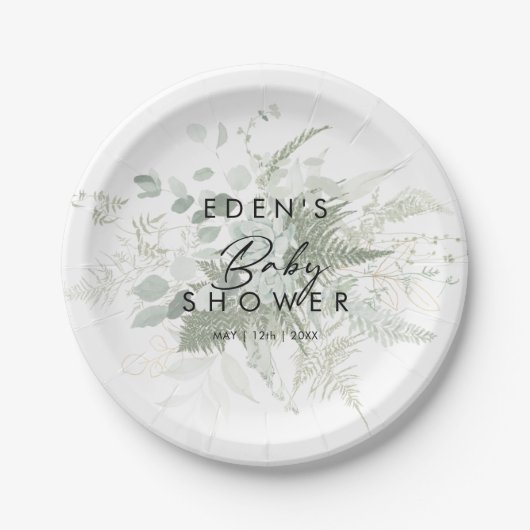 Modern groen en goud Baby shower Papieren Bordje (Voorkant)