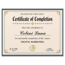 Modern groen en goud certificaat van voltooiing