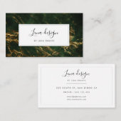 Modern groen en goud marmer visitekaartje (Voorkant / Achterkant)