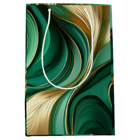 Modern groen en goud medium cadeauzakje (Voorkant)