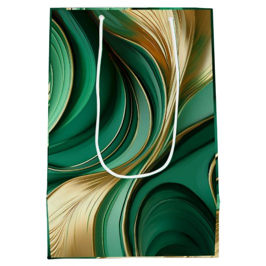 Modern groen en goud medium cadeauzakje (Achterkant)