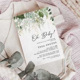 Modern groen en goud Oh Baby! Baby Shower Kaart