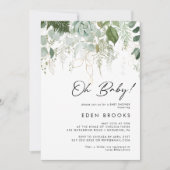 Modern groen en goud Oh Baby! Baby Shower Kaart (Voorkant)