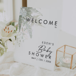 Modern groen en goud welkom Baby shower Reclamebord Met Voetstuk
