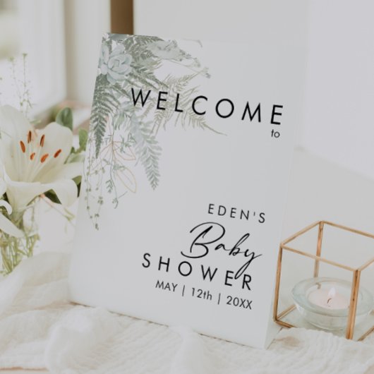 Modern groen en goud welkom Baby shower Reclamebord Met Voetstuk