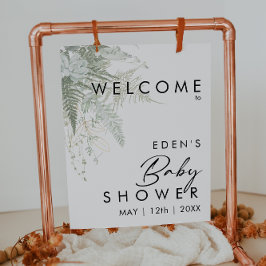 Modern groen en goud welkom Baby shower teken Poster