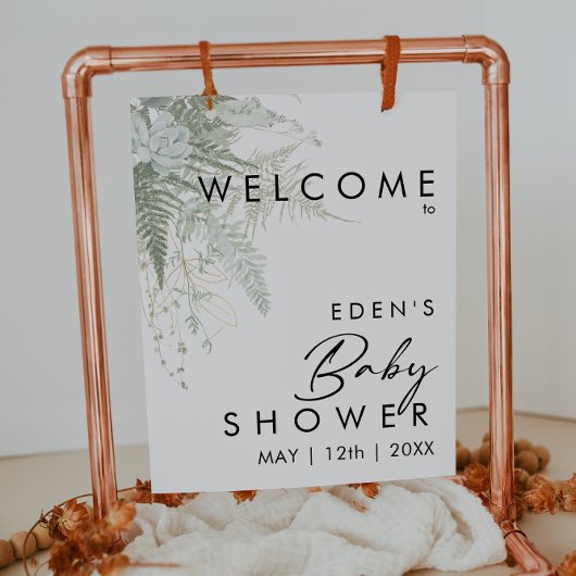 Modern groen en goud welkom Baby shower teken Poster