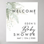 Modern groen en goud welkom Baby shower teken Poster (Voorkant)