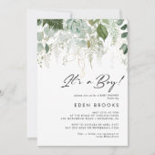 Modern groen en goud zijn een jongen Baby shower Kaart (Voorkant)