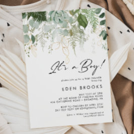 Modern groen en goud zijn een jongen Baby shower Kaart