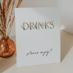 Modern groen en gouden Baby shower Drinken Reclamebord Met Voetstuk