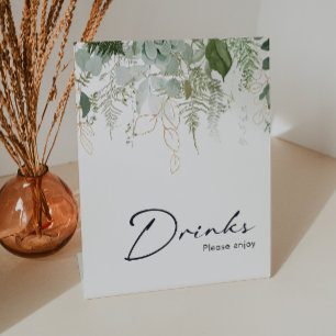 Modern groen en gouden Baby shower Drinken Reclamebord Met Voetstuk