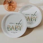 Modern groen en gouden Baby shower papier Borden Papieren Bordje<br><div class="desc">Introductie van onze betoverende moderne groene en gouden baby showers papieren borden, met delicate gouden accenten te midden van het weelderige gebladerte van salie eucalyptusbladeren en varenmotieven. Het minimalistische ontwerp, doordrenkt met botanische elementen, roept een gevoel van bohemien allure op, waardoor een betoverende sfeer wordt gecreëerd. Duik in de serene...</div>