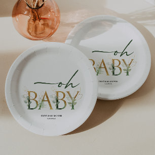 Modern groen en gouden Baby shower papier Borden Papieren Bordje